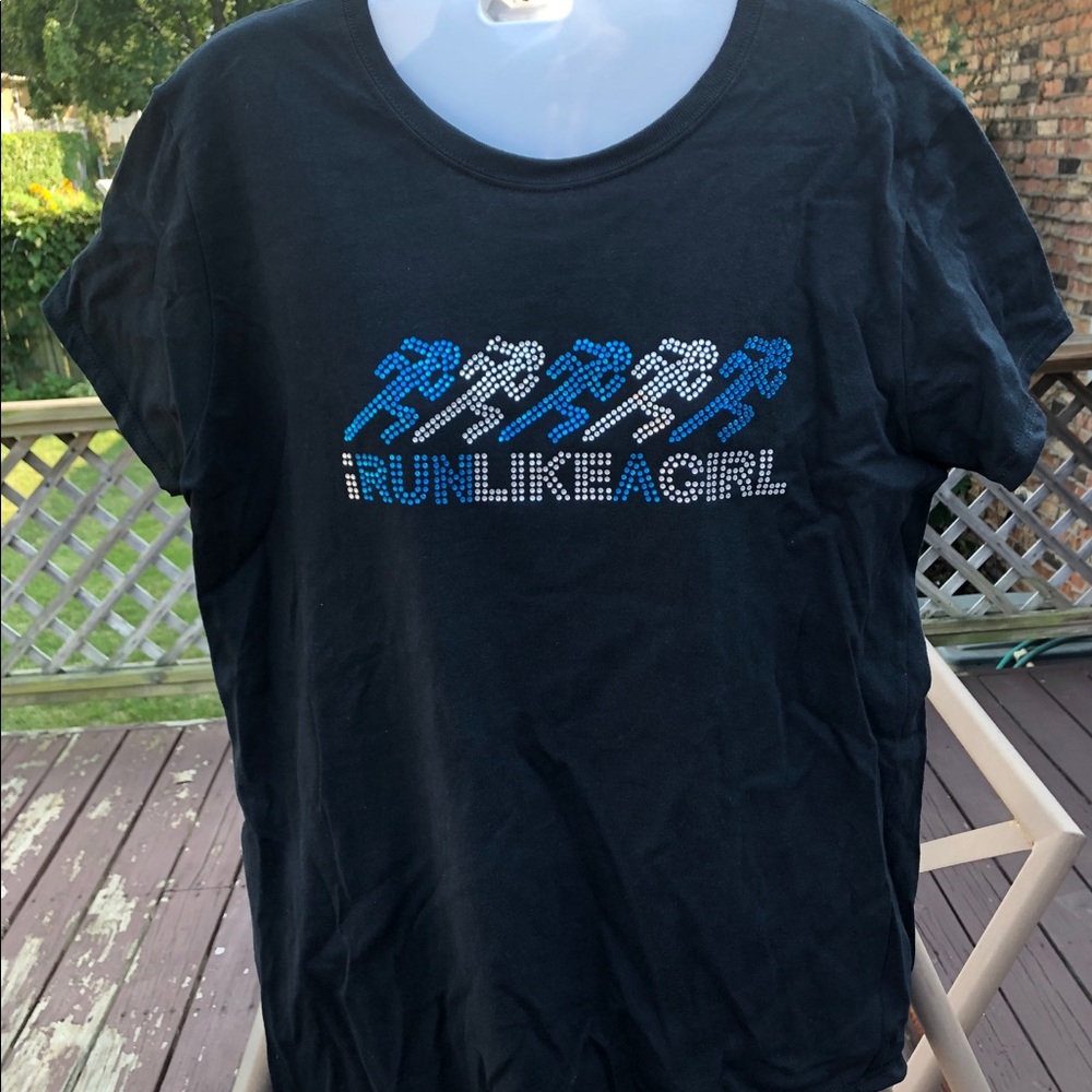 Large Black Gildan T-shirt with Rhinestone design